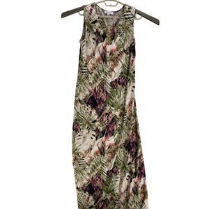 Chelsea Taylor Maxi Dress Women Size Small S Green Purple Tropical Sleeveless